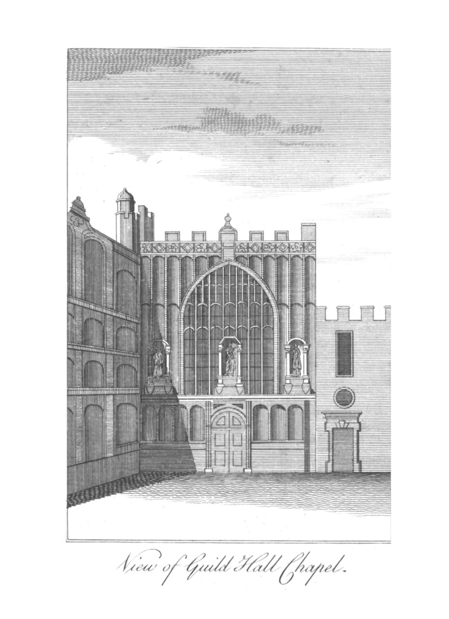 Vue de la Chapelle de Guild Hall, vers 1775 - Unbekannt