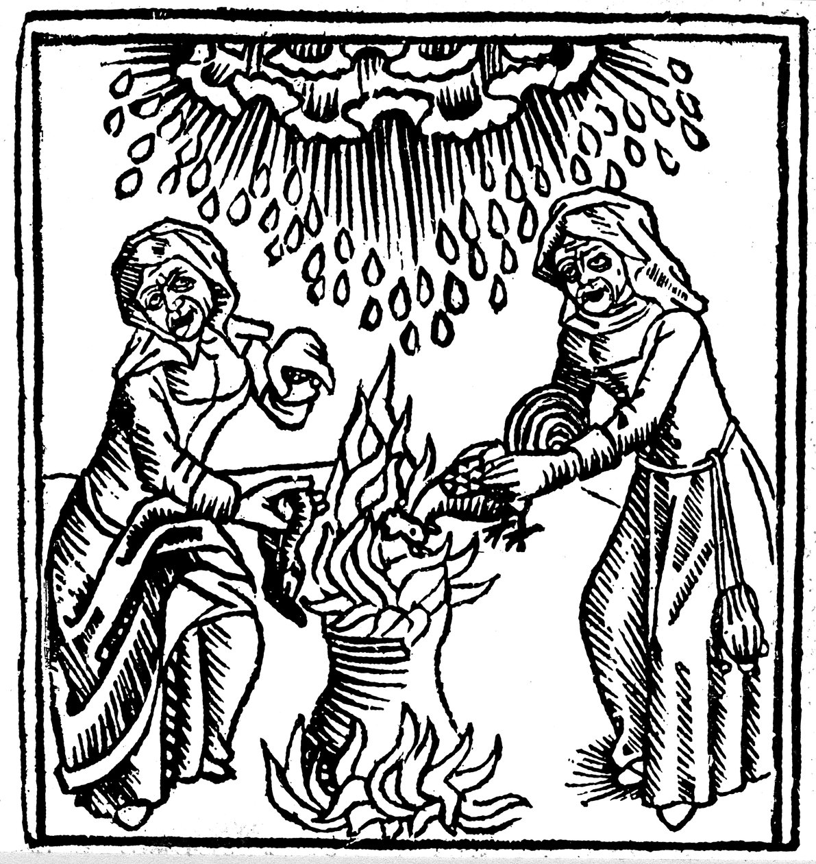 Sorcières jetant un sort pour faire venir la pluie, 1489 - Unbekannt