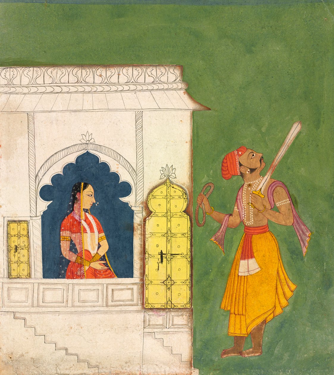 Femme regardant un guerrier, vers 1680 - Unbekannt