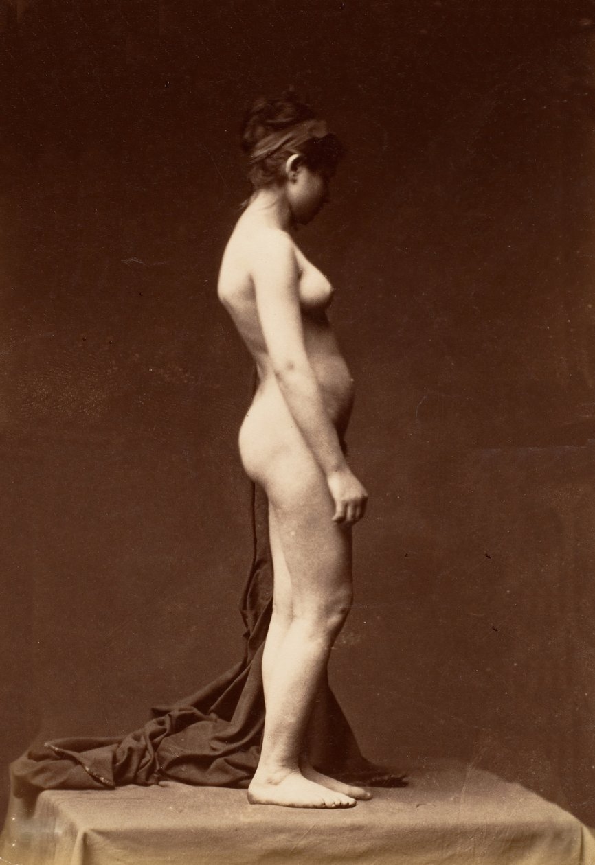 Jeune femme, nue, figure entière de profil, années 1860 - Unbekannt