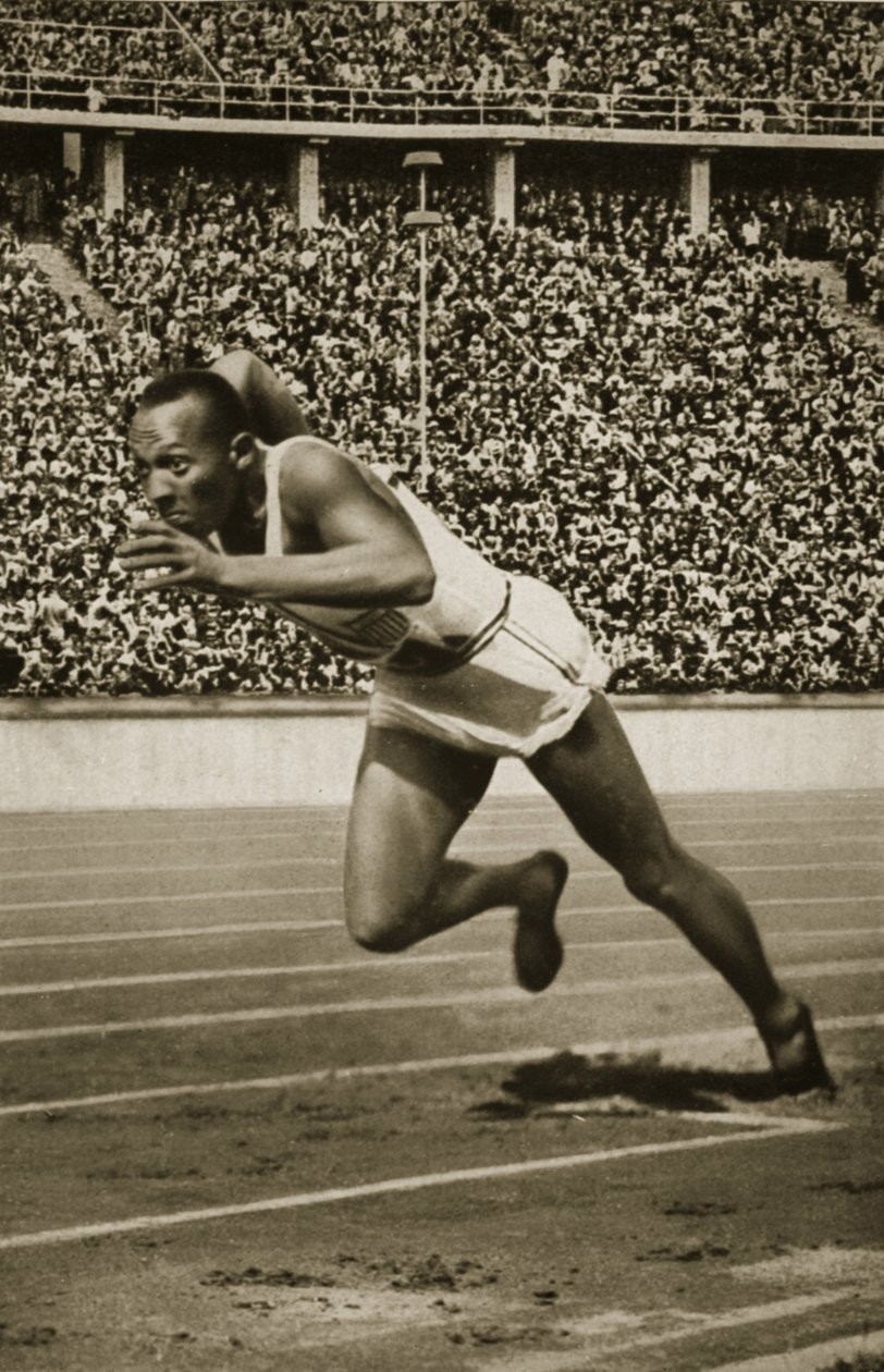 Jesse Owens au départ de la course de 200m aux Jeux olympiques de Berlin 1936 - Unbekannt Unbekannt