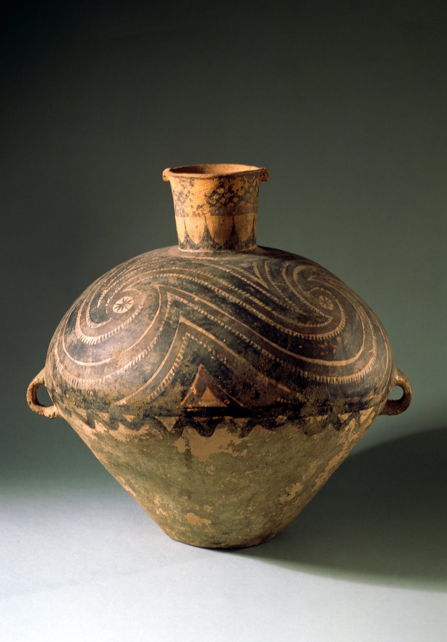 Vase peint avec un motif en spirale, de la province de Gansu, période Bashan, 2650-2350 av. J.-C. - Unbekannt Unbekannt