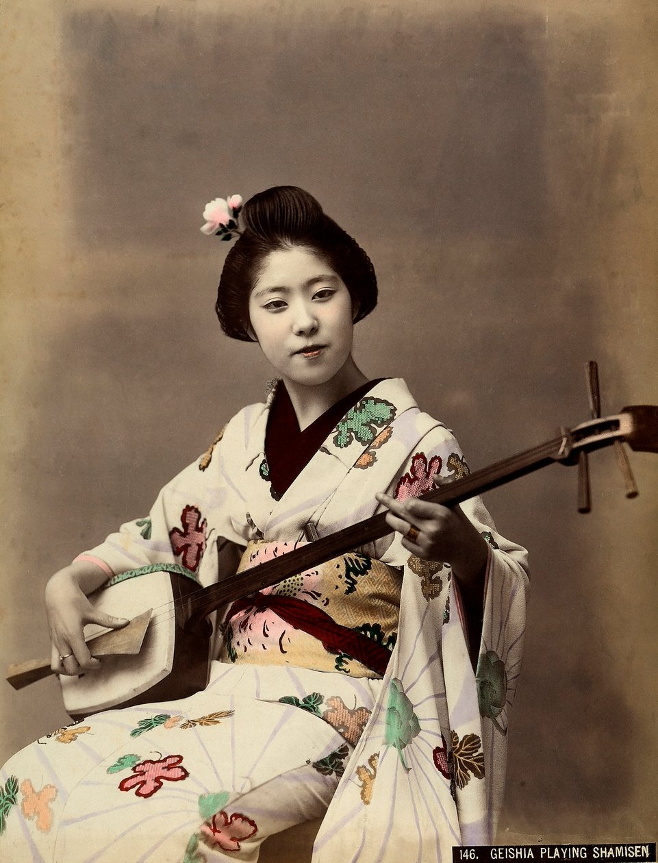 Une geisha jouant du shamisen - Unbekannter Künstler