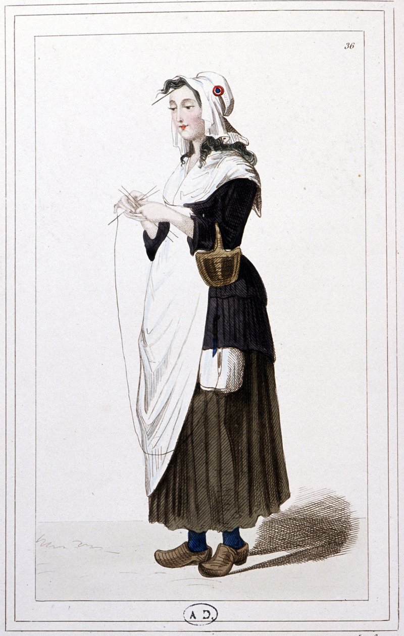 Une tricoteuse à la guillotine en 1793, vers 1810 (gravure) - Unbekannter Künstler