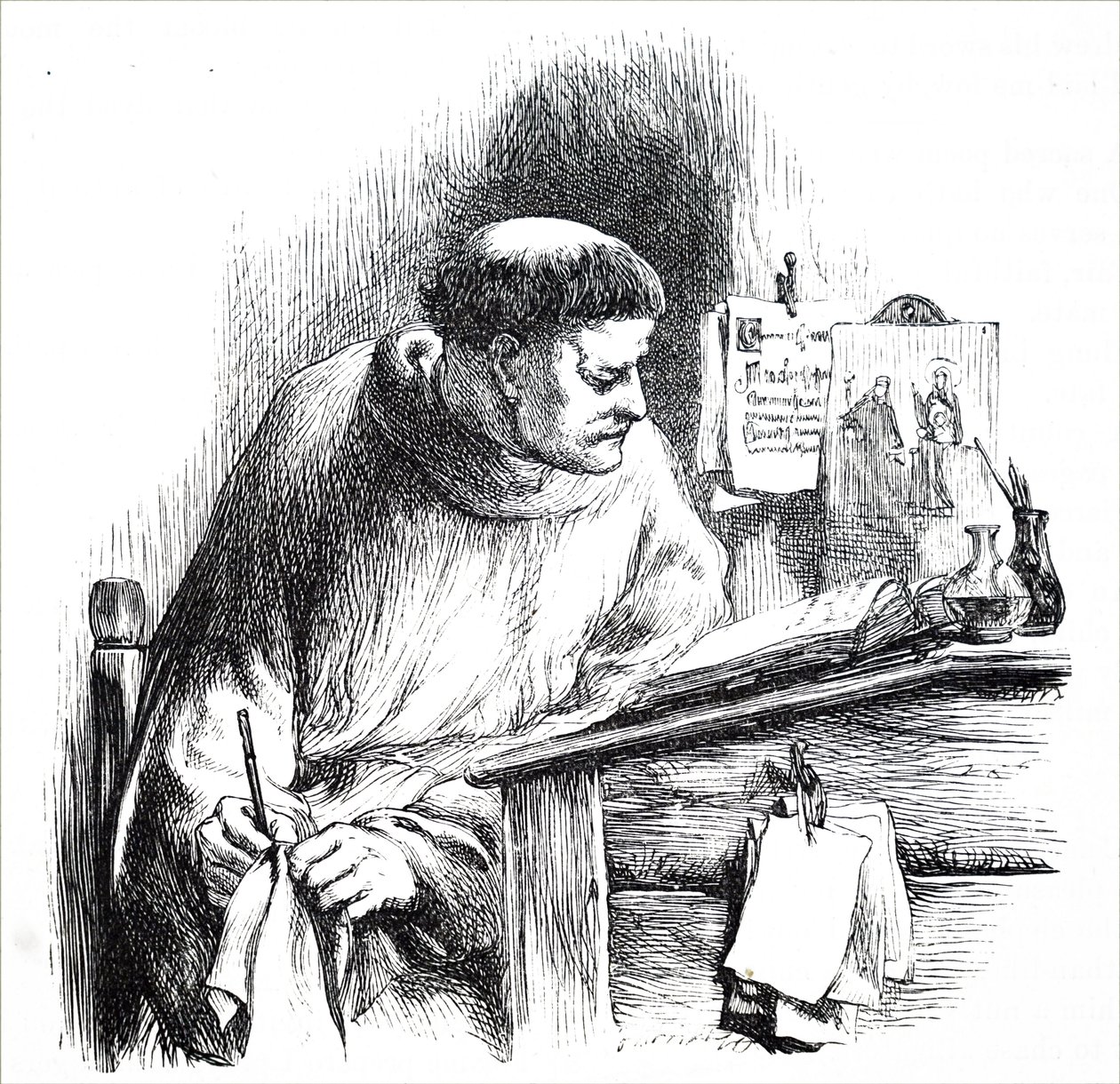 Un moine illuminant un manuscrit - Unbekannt