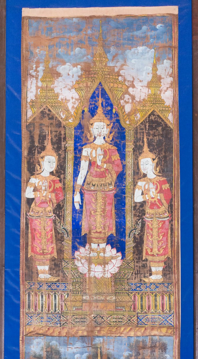 Bouddha couronné flanqué de deux disciples debout - Unbekannter Künstler