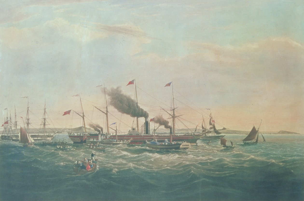 Grand navire à vapeur occidental (lithographie) - Unbekannter Künstler