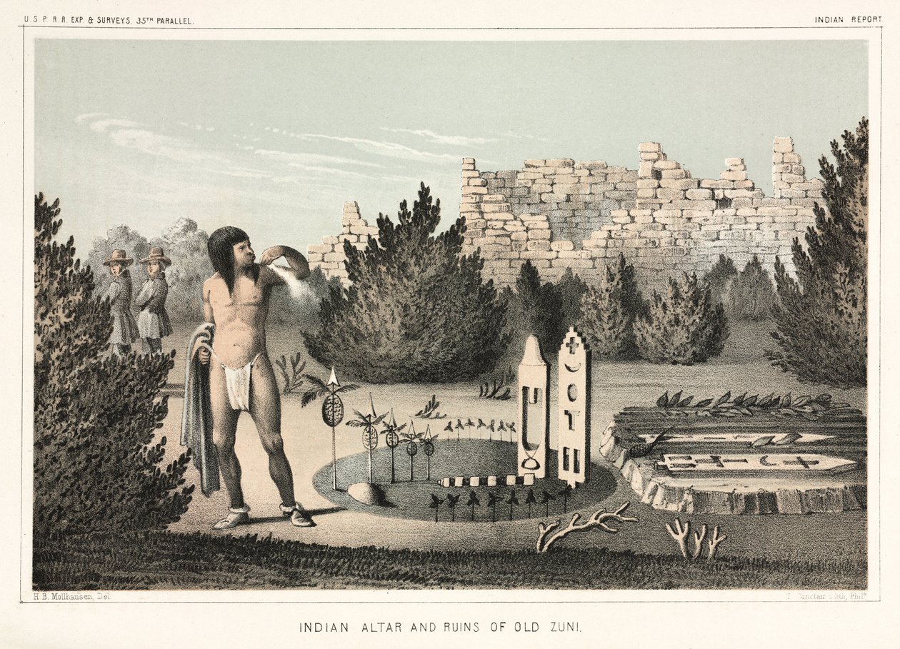 Autel indien et ruines de l