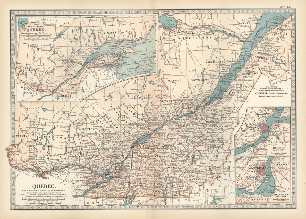 Carte de Québec, Canada, vers 1900 - Unbekannter Künstler