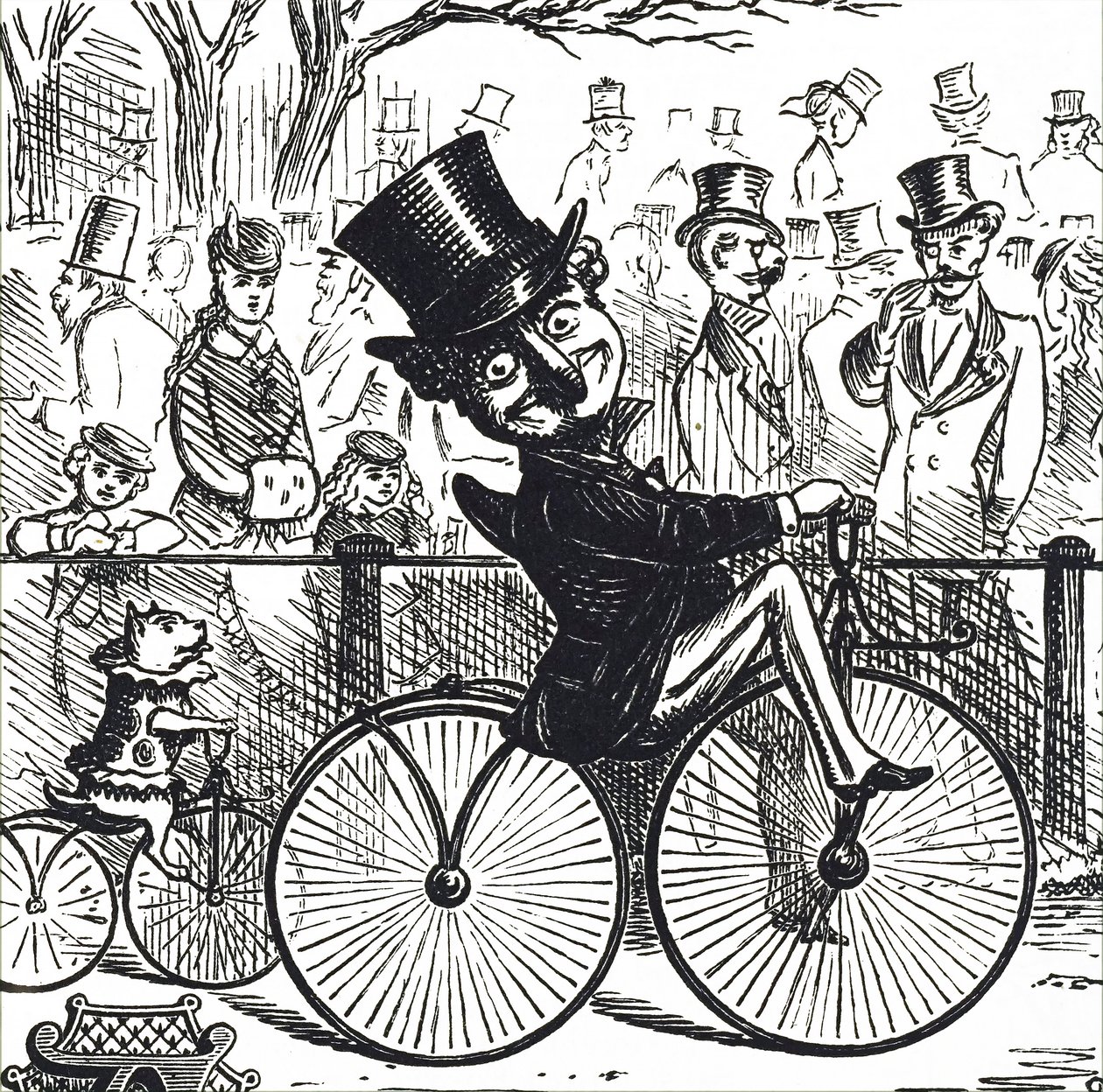 M. Punch et le chien Toby chevauchant des vélocipèdes - Unbekannt