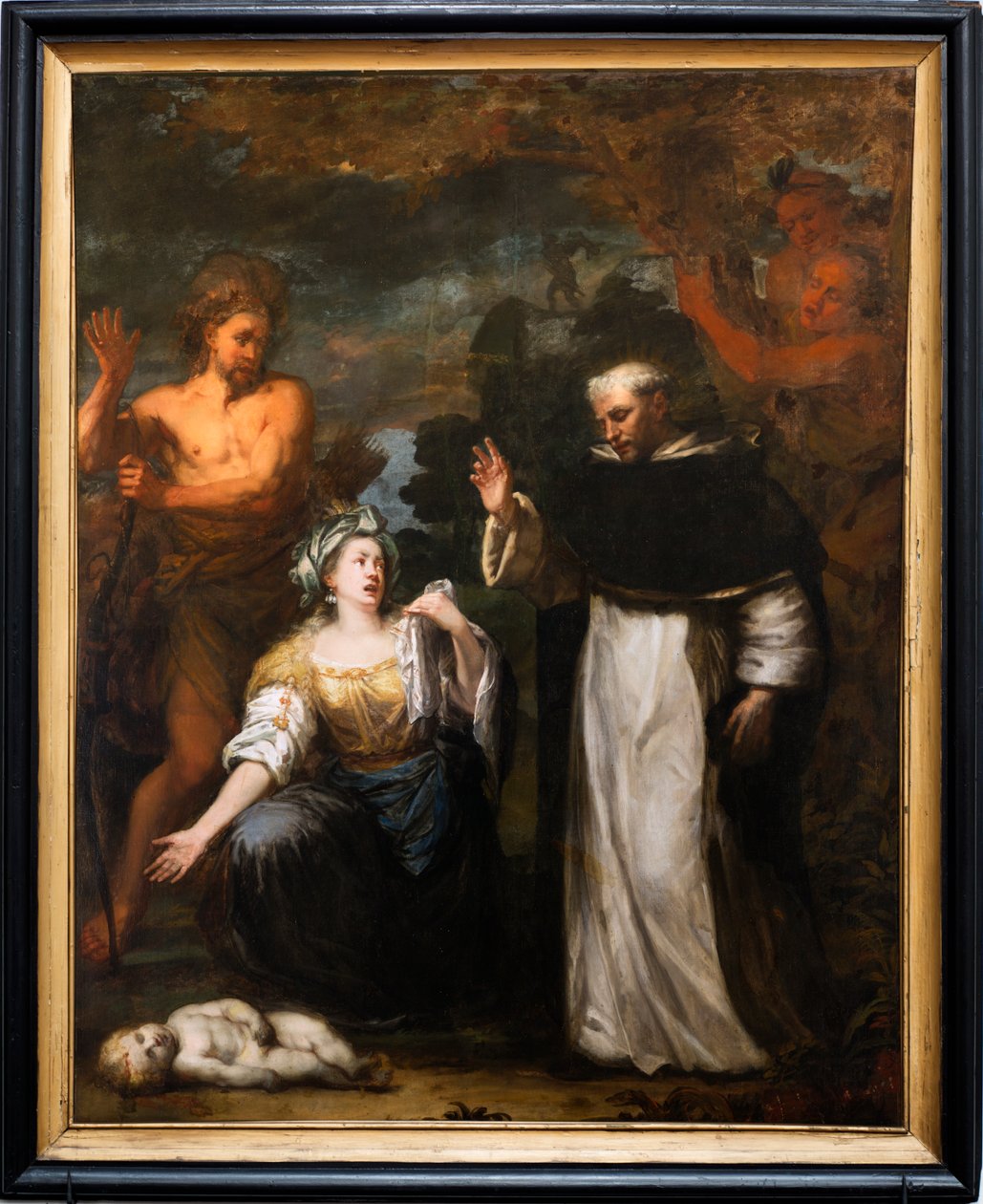 Peinture, Saint Dominique guérissant un enfant. - Unbekannter Künstler