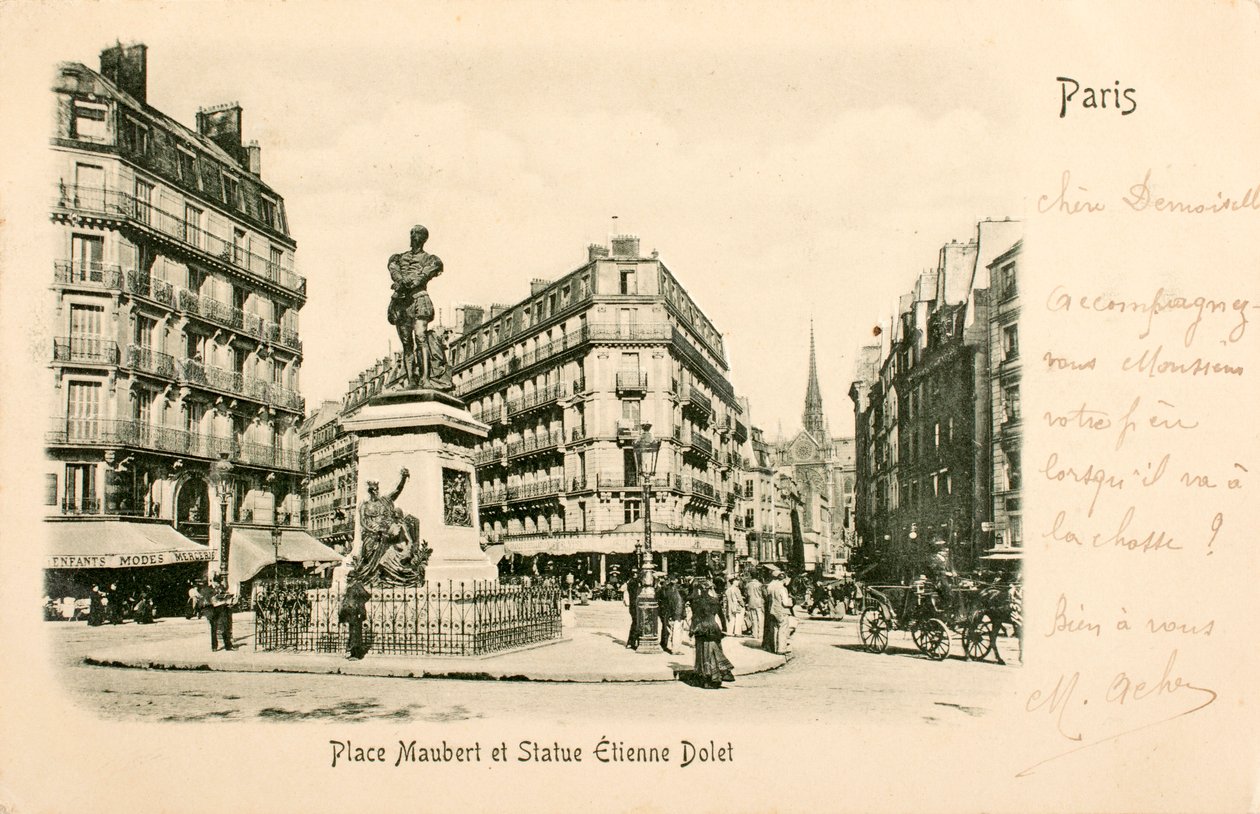 Place Maubert, Statue Étienne Dolet, Paris, Seine, Île-de-France, France - William M. Timlin