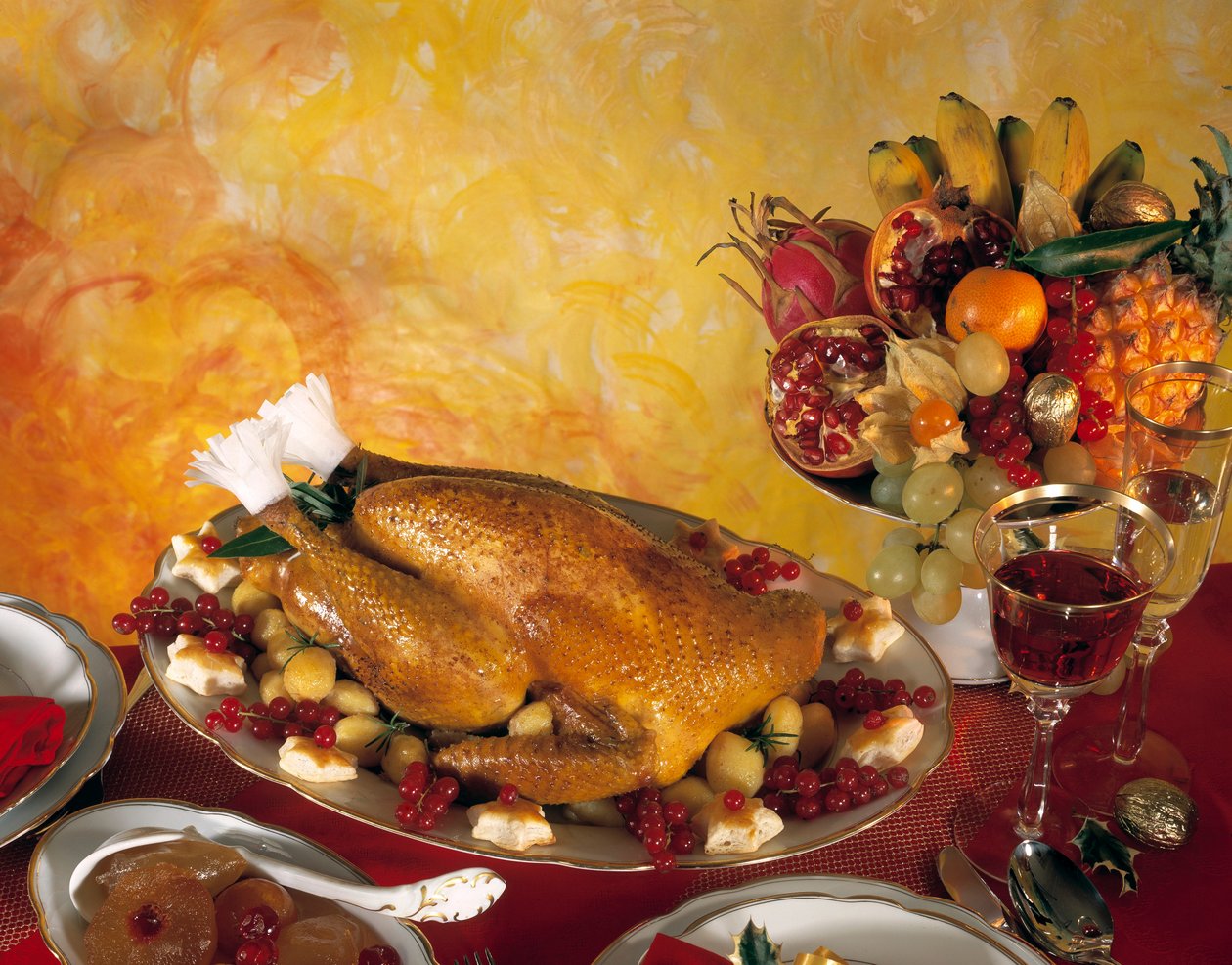 Nature morte, nourriture, dinde rôtie - Photographie - Unbekannter Künstler