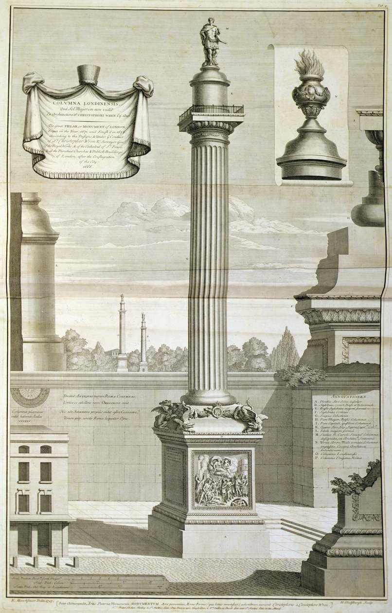 Le Monument conçu par Christopher Wren - Unbekannt