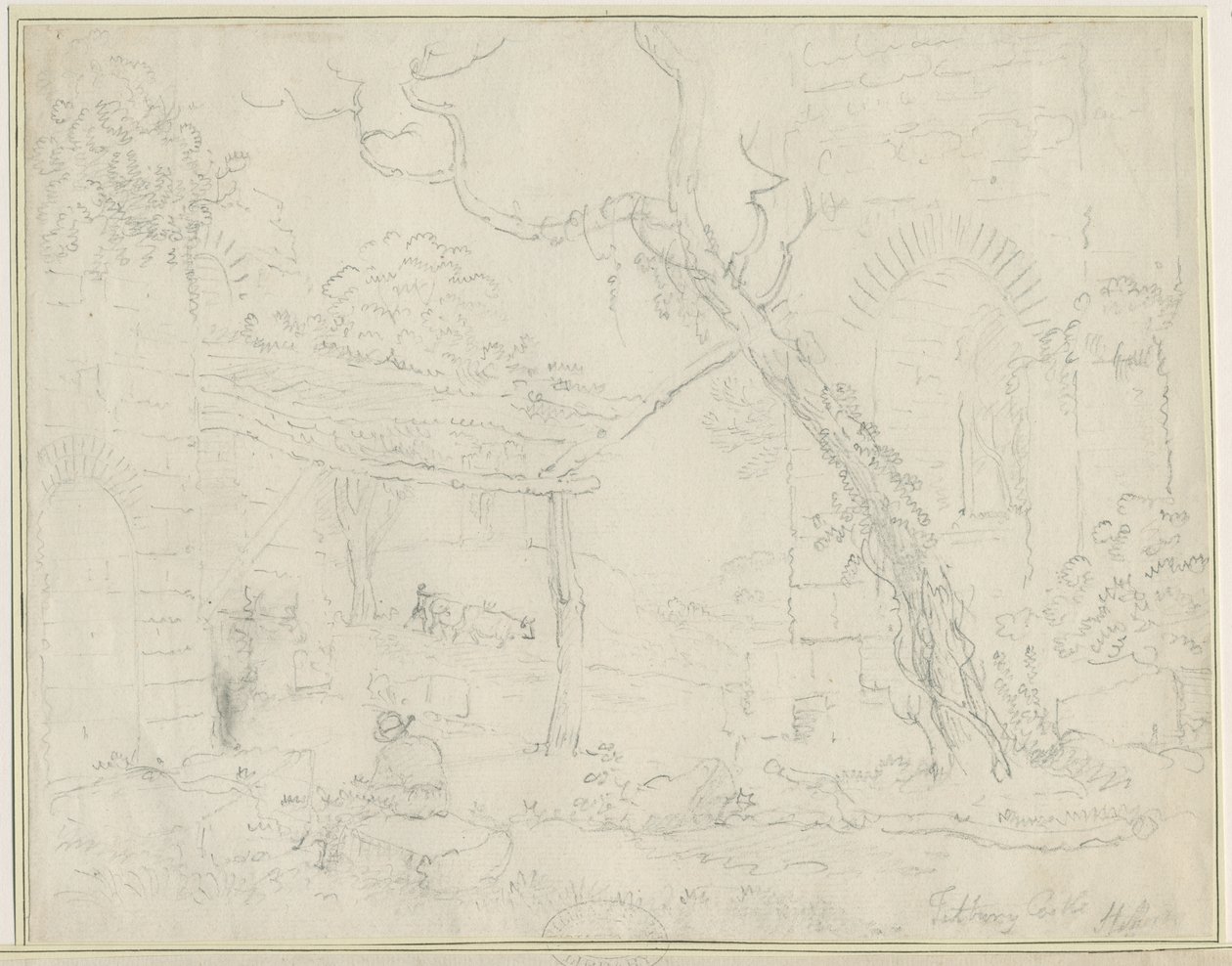 Château de Tutbury: dessin au crayon, nd [?19e siècle] - Unbekannt