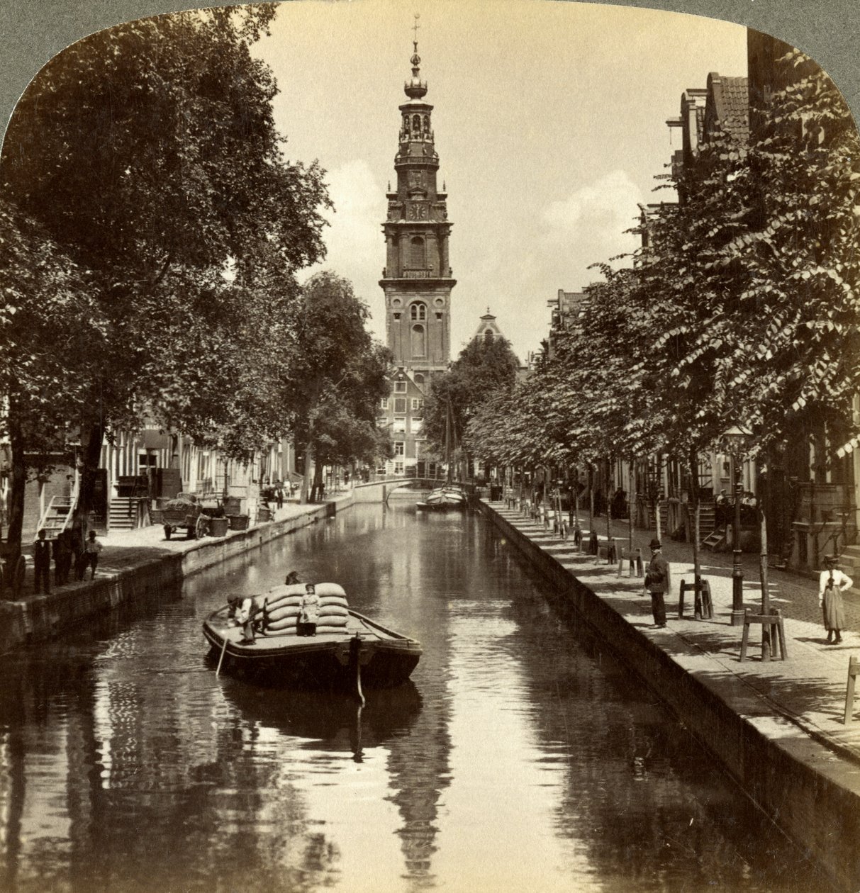 Canal, Amsterdam, Pays-Bas - Underwood and Underwood