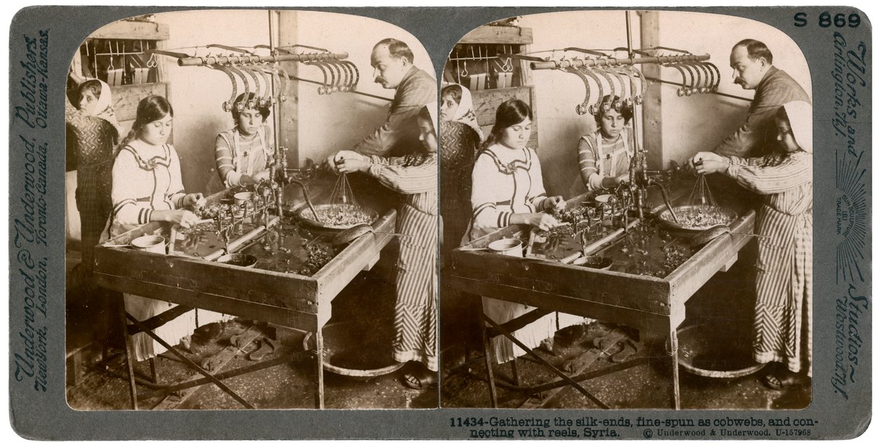 Fabrication de la soie, Syrie, années 1900 - Underwood and Underwood
