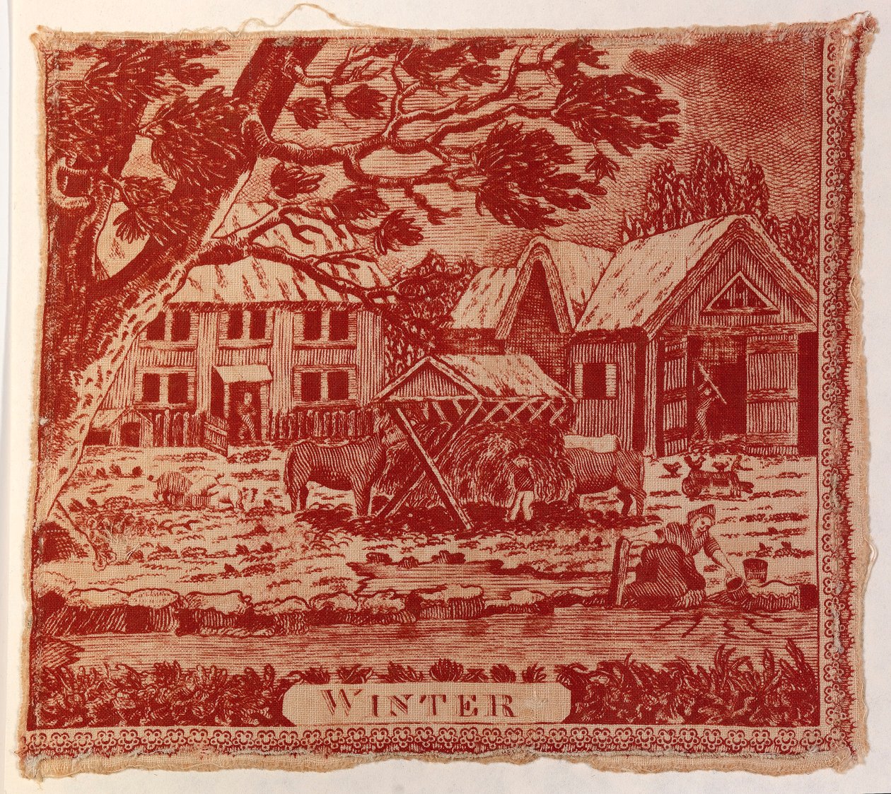 Fragment de textile : Les quatre saisons - Unidentified