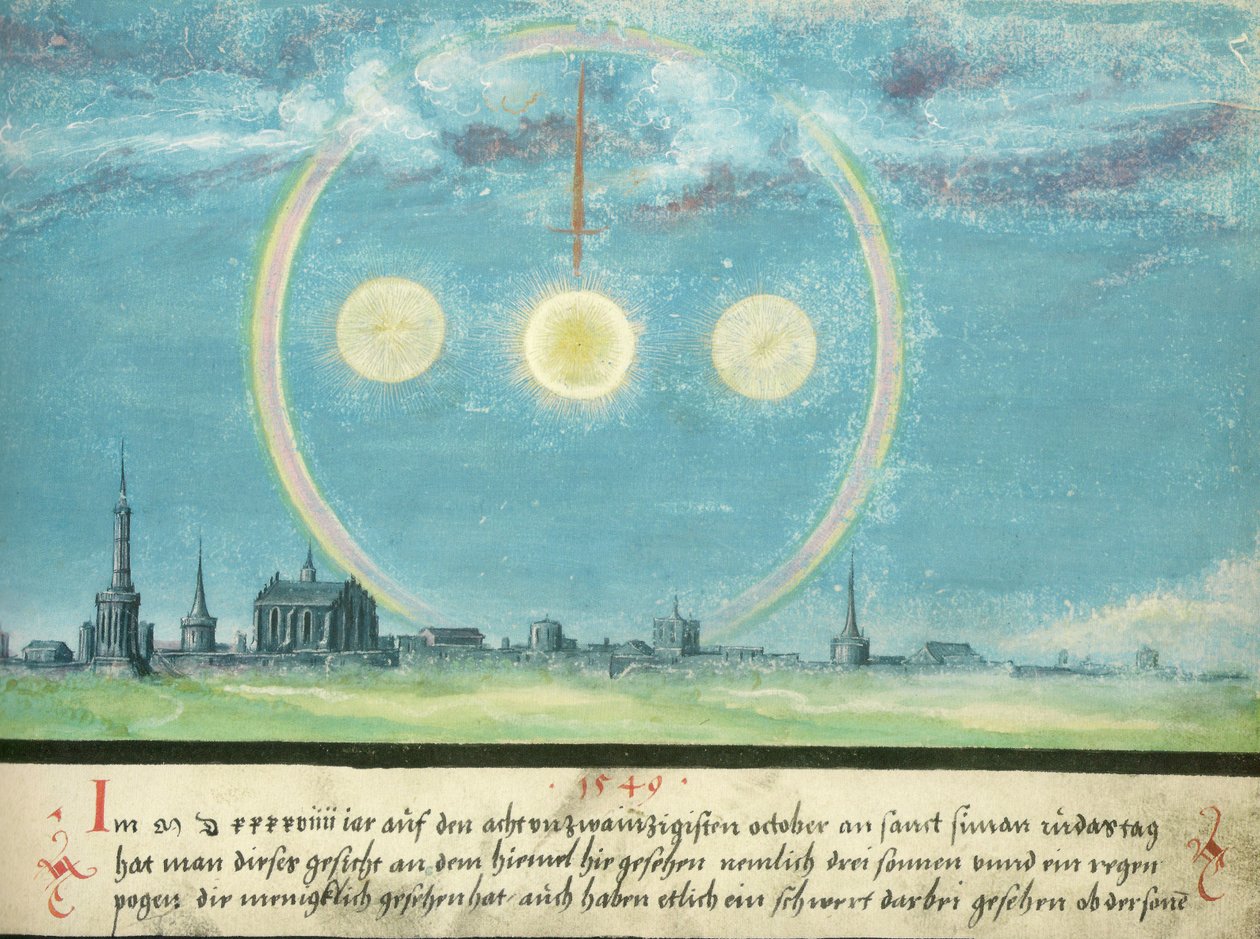 Augsburger Wunderzeichenbuch — Folio 164: Parhélies et épée 28 octobre 1549 - Unknown