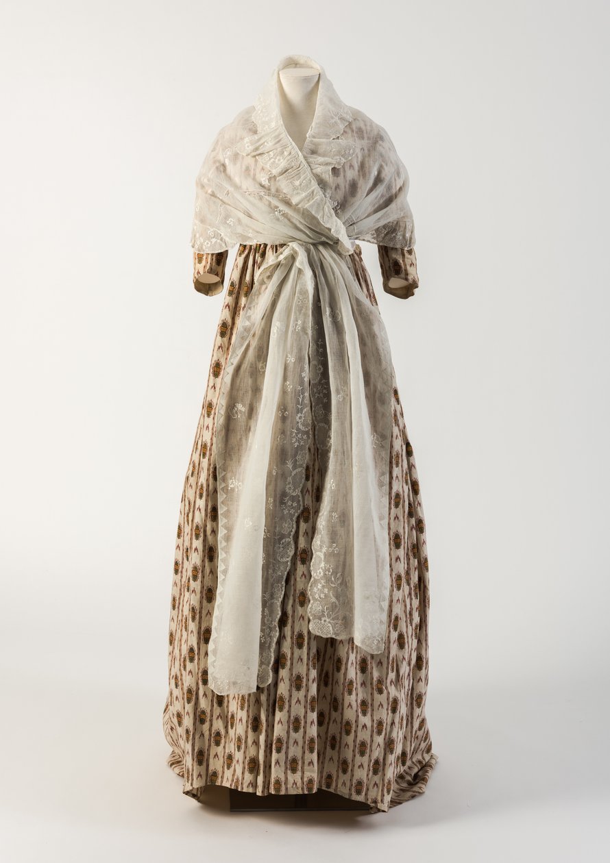 Robe en coton imprimé rouge et vert, 1790s - Unbekannt Unbekannt