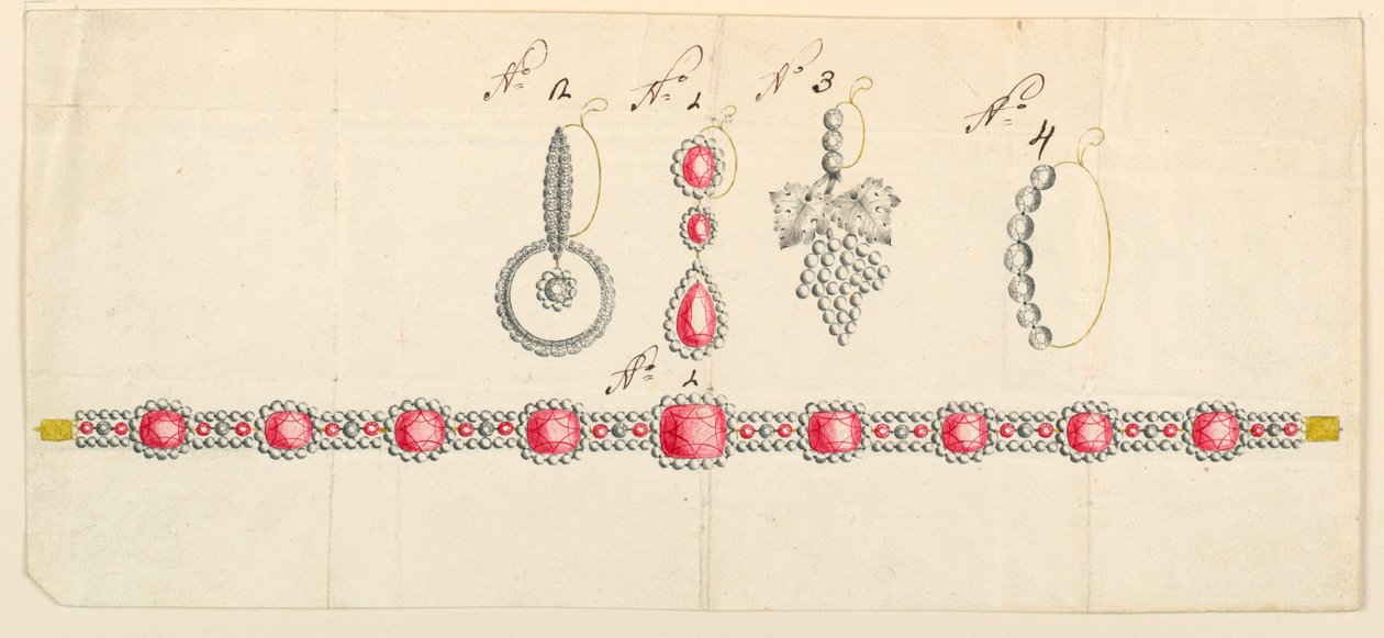 Designs pour un collier et quatre boucles d