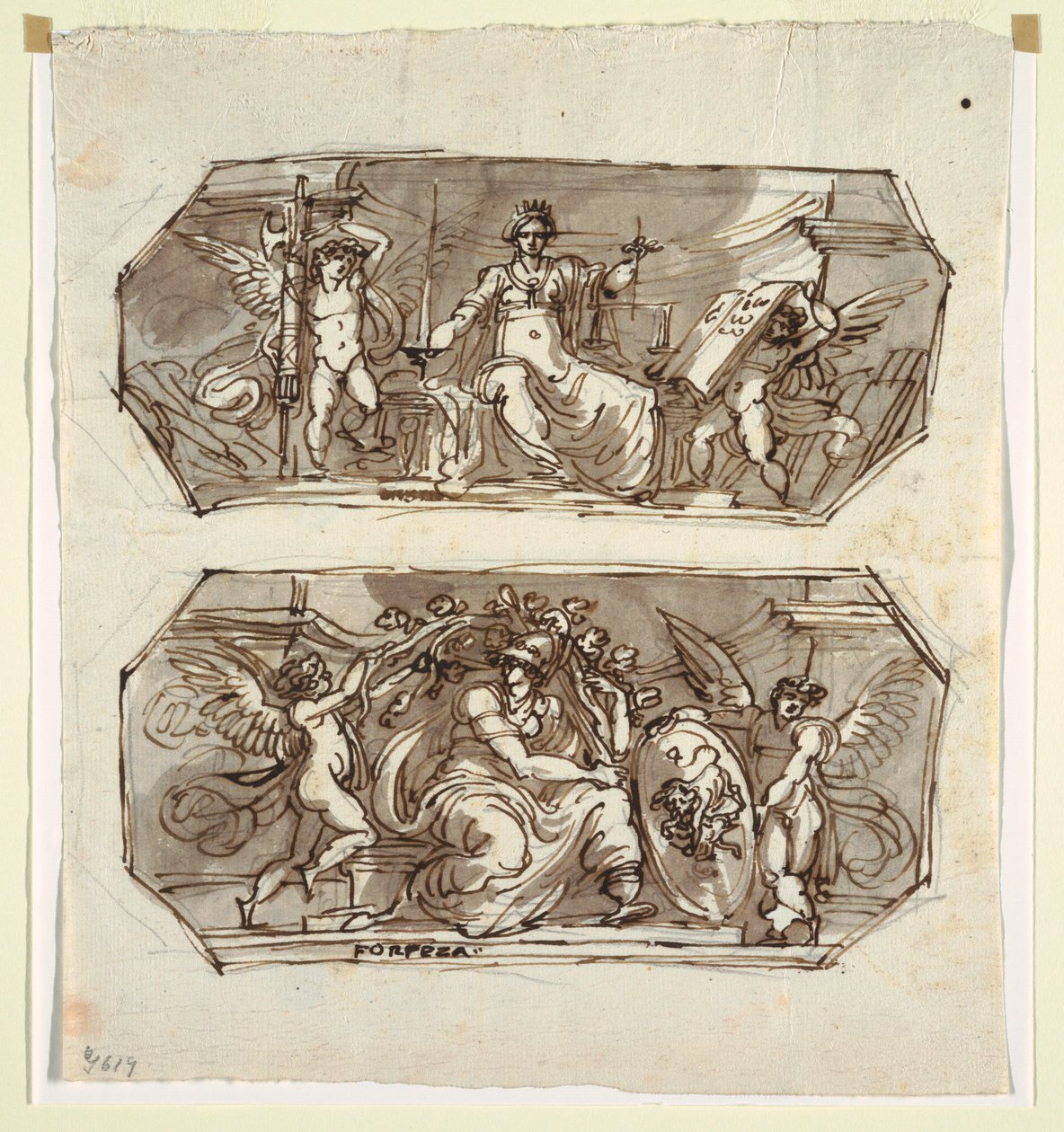 Dessin, Justice et Force, en deux octogones, 1812 - Unknown