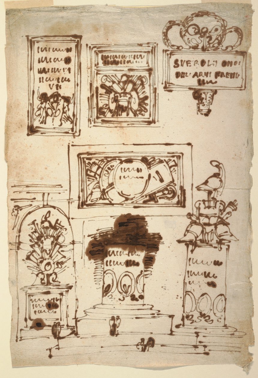 Dessin, Tablettes commémoratives pour la famille Severoli, Faenza - Unknown