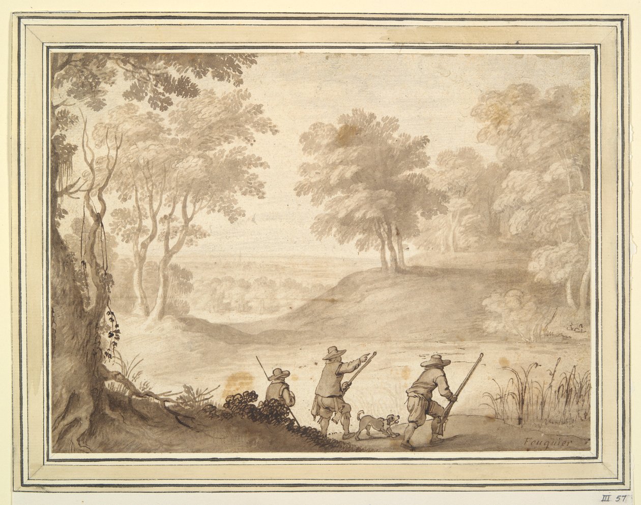 Chasseurs dans le paysage - Unknown