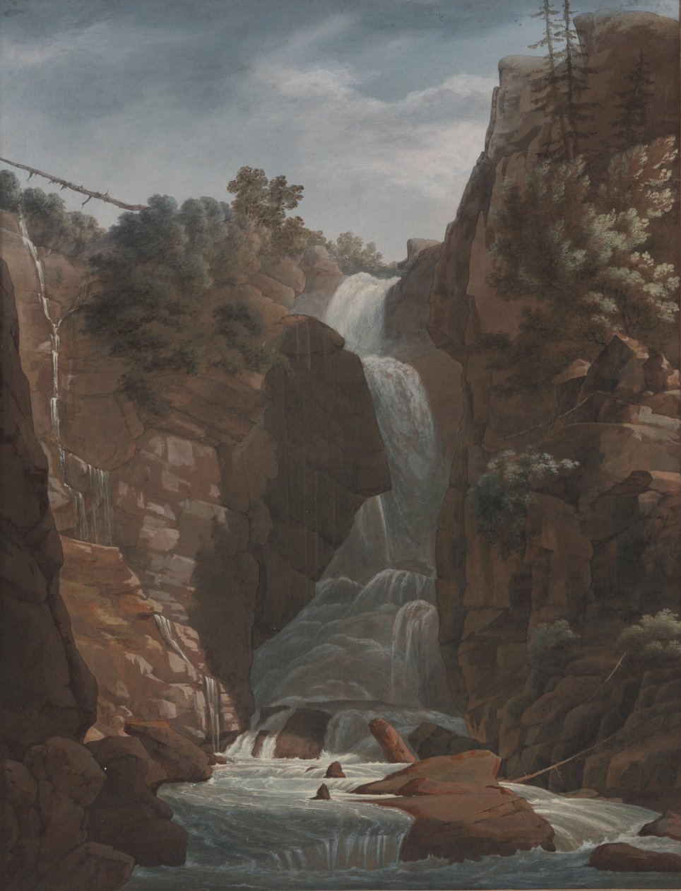 Paysage et cascade - Unknown