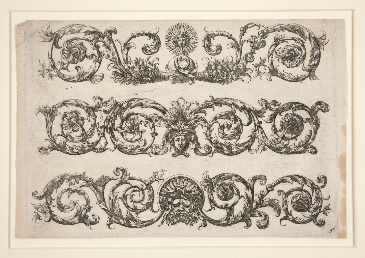 Design ornemental avec arabesques florales (Soleil) - Unknown