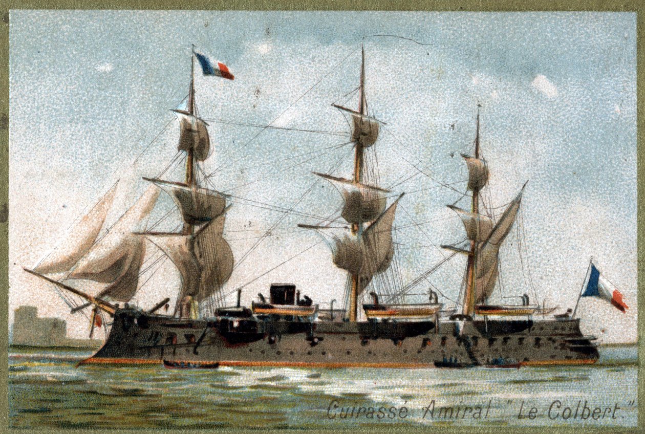 Cuirassé Amiral « Le Colbert ». Chromolithographie du XIXe siècle. - Unknown artist