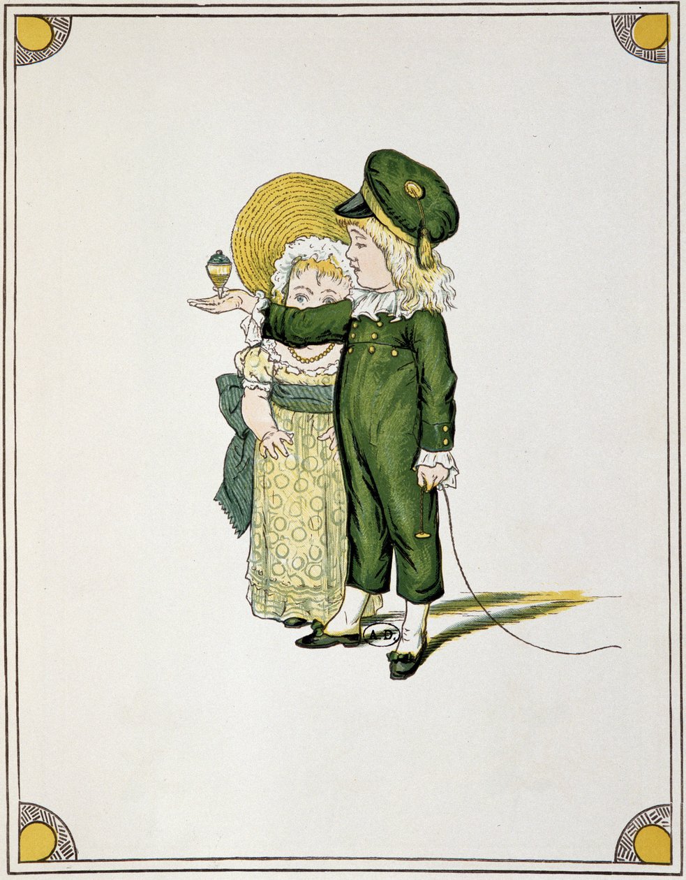 Enfants jouant à la toupie - Unknown artist