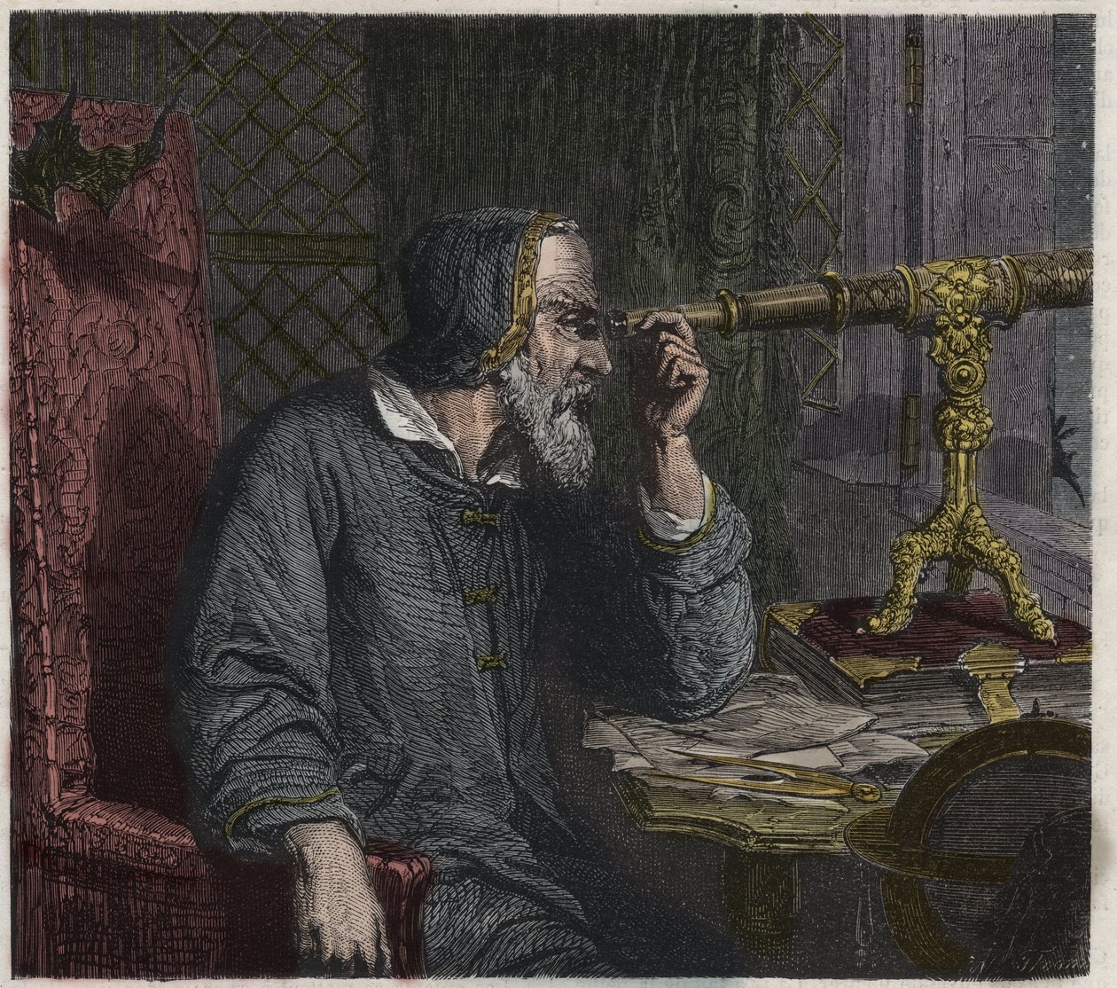 Galileo Galilei et son télescope - Unknown artist