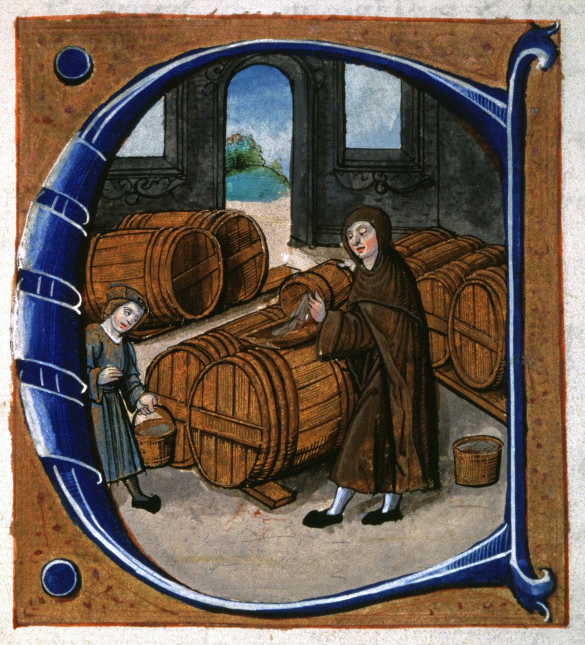 Fabrication du vin. vers 1450 - Unknown artist