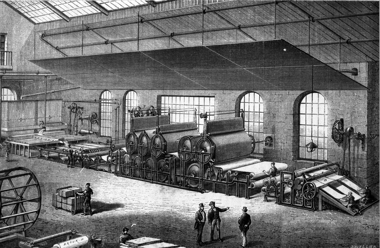 Fabrication du papier au XIXe siècle. - Unknown artist