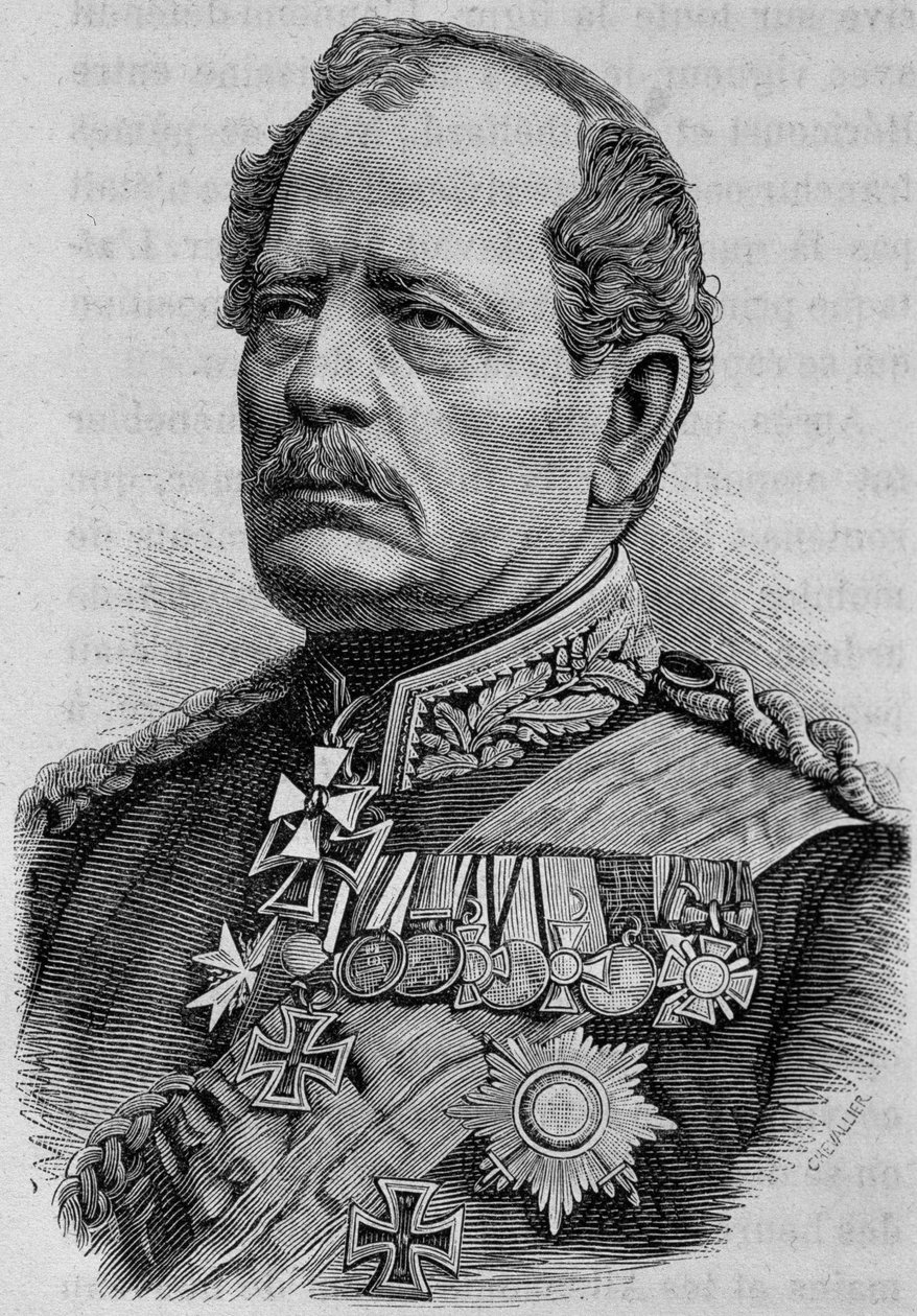 Portrait de Werder. Gravure du 19ème siècle. - Unknown artist