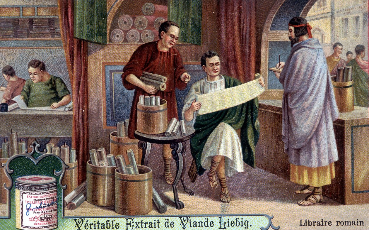 Libraire romain. Chromolithographie, image Liebig - Unknown artist