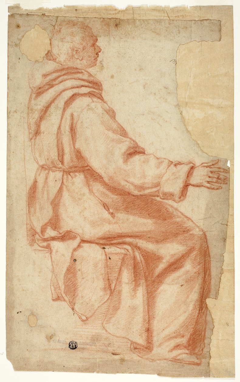 Moine assis de profil à droite - Unknown Florentine