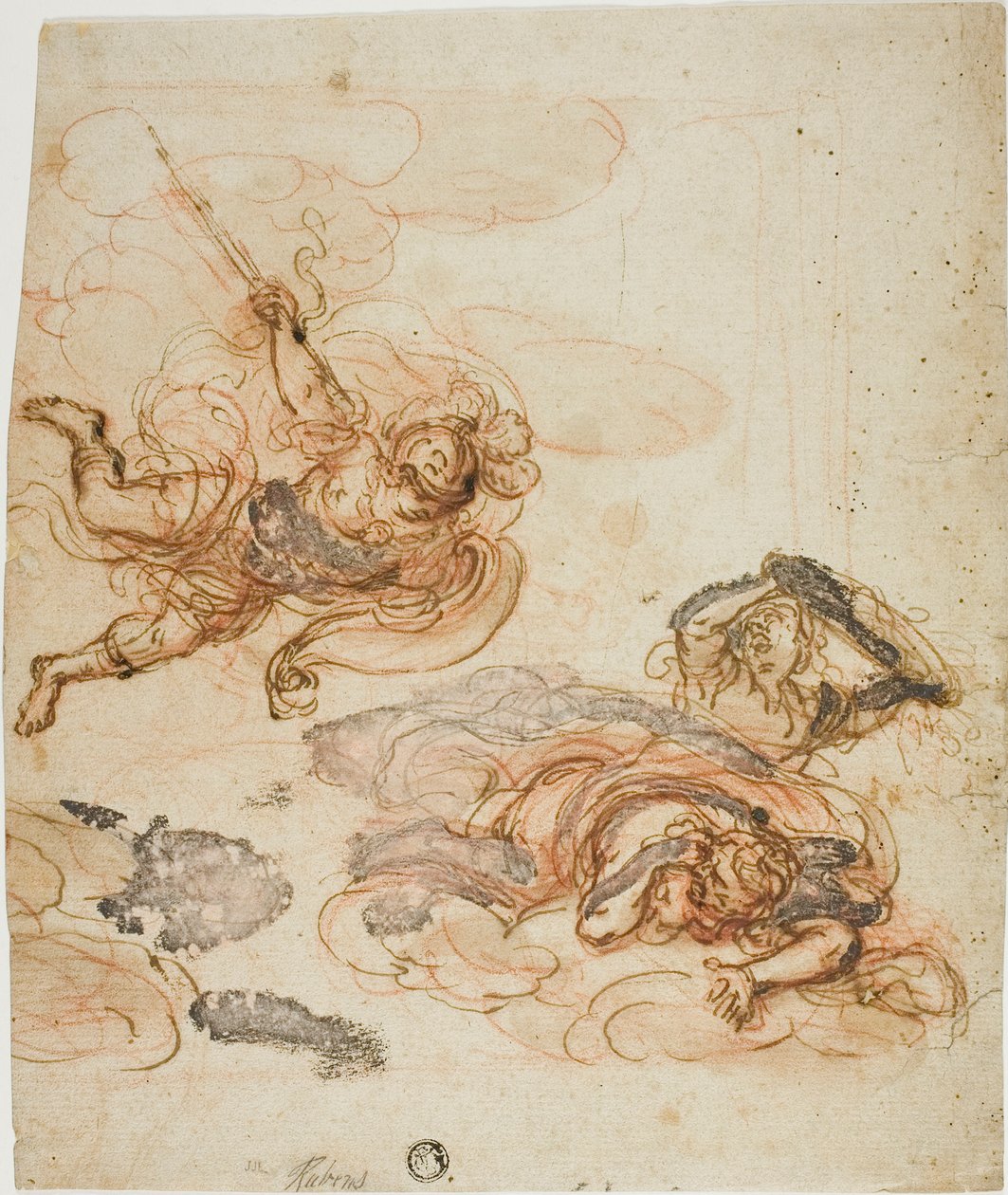Mercure à la poursuite de deux harpies - Unknown Italian