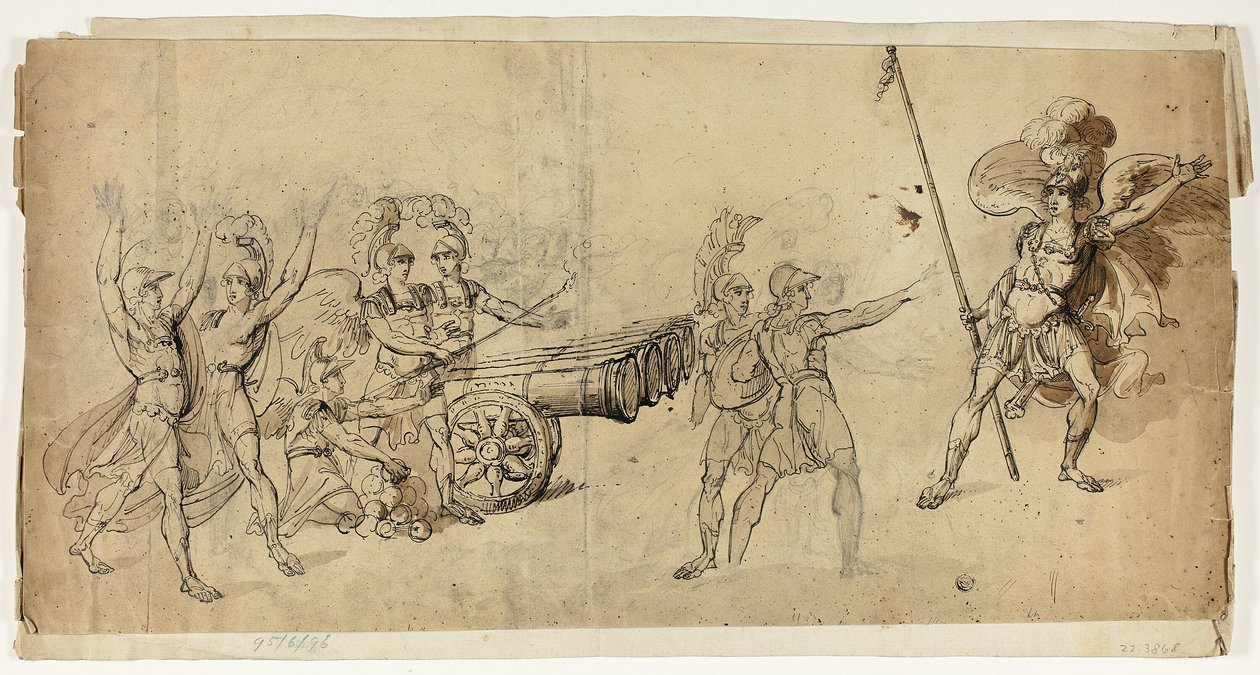 Artillerie angélique (recto); Scène de bataille (verso) - Unknown artist