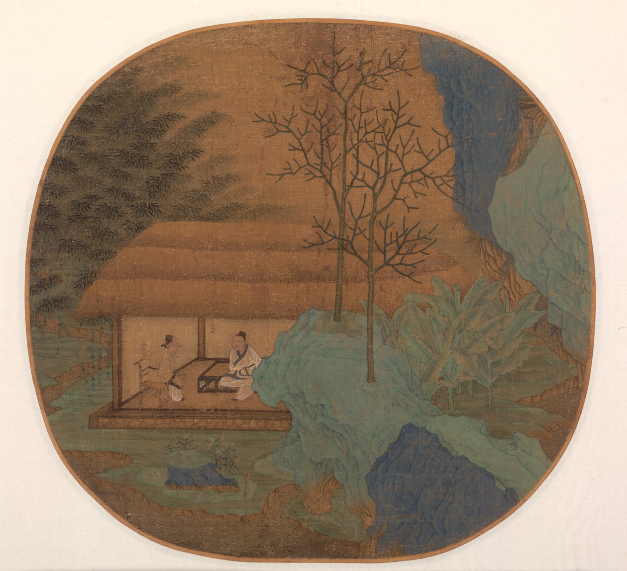 Conversation dans une cabane au toit de chaume - Unknown artist
