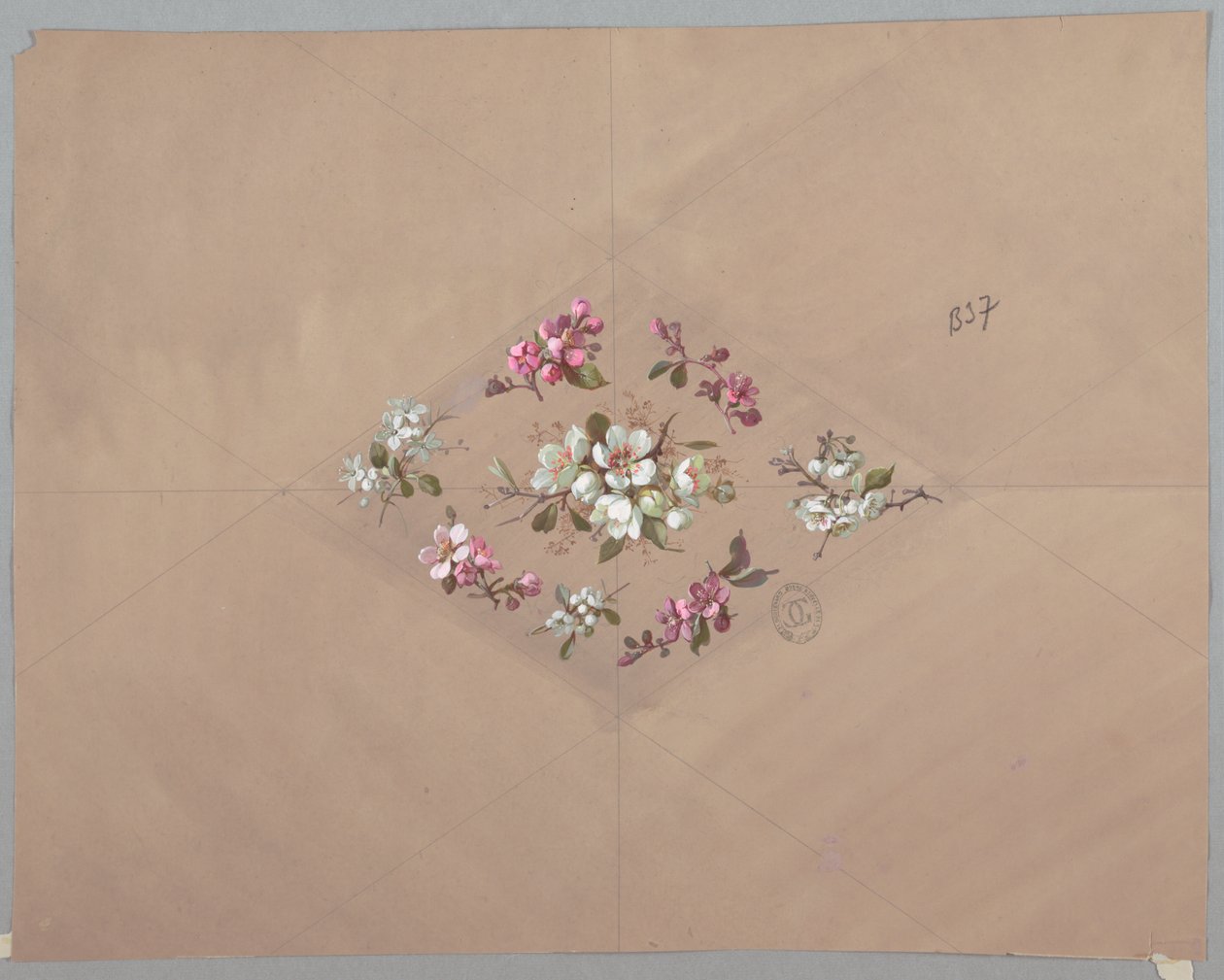 Conception pour papier peint et textiles : Fleurs - Unknown artist