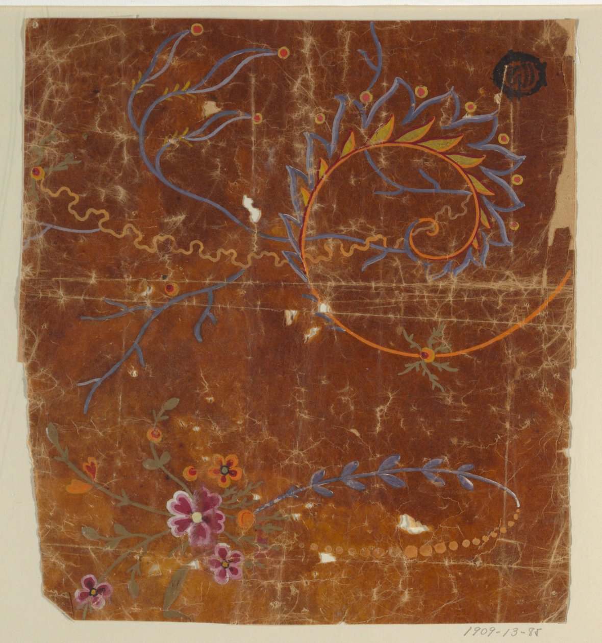 Conception pour un tissu tissé, fragment - Unknown artist