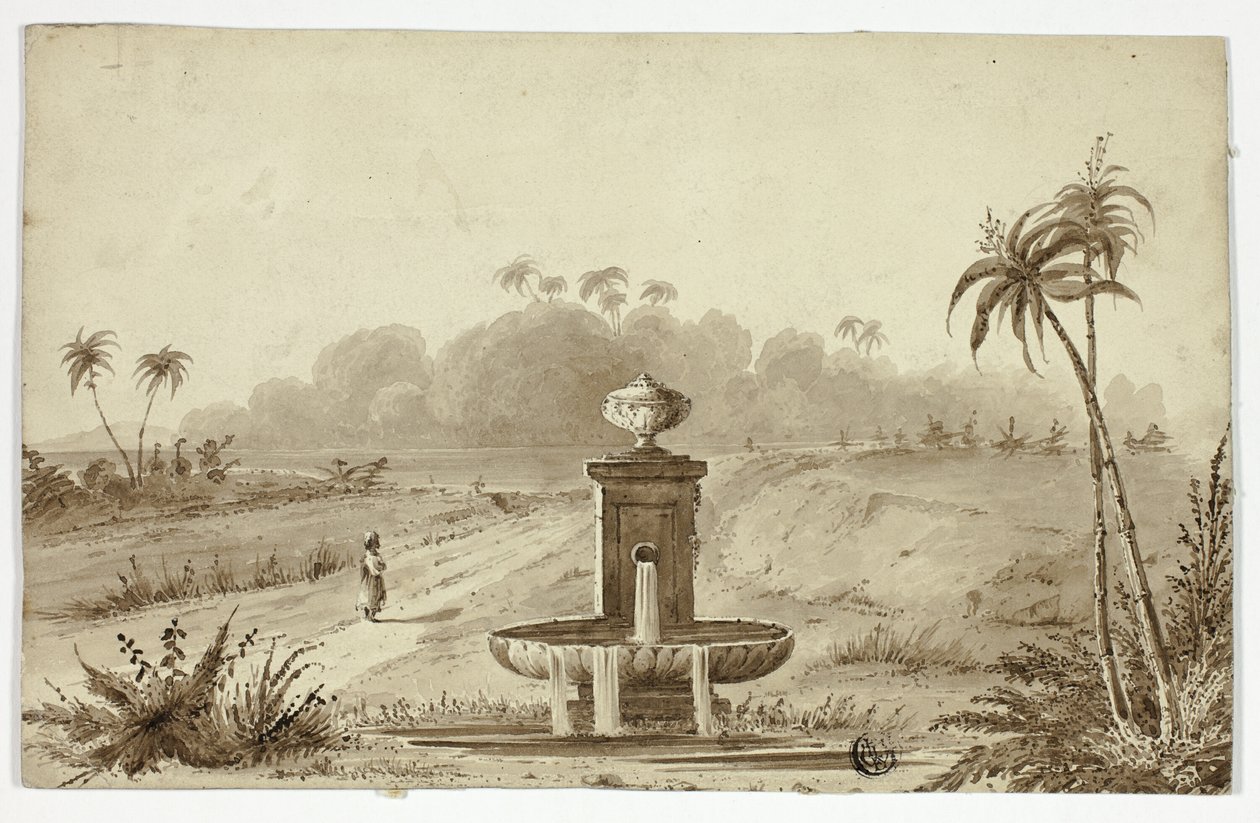 Fontaine dans une oasis - Unknown artist