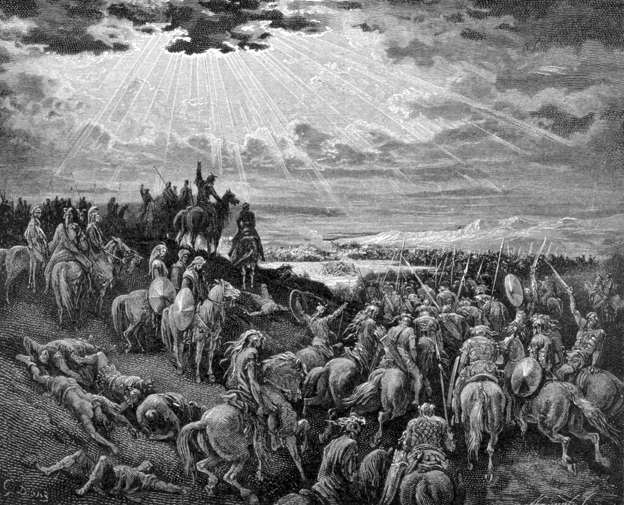 Josué arrête la course du Soleil. - Unknown artist