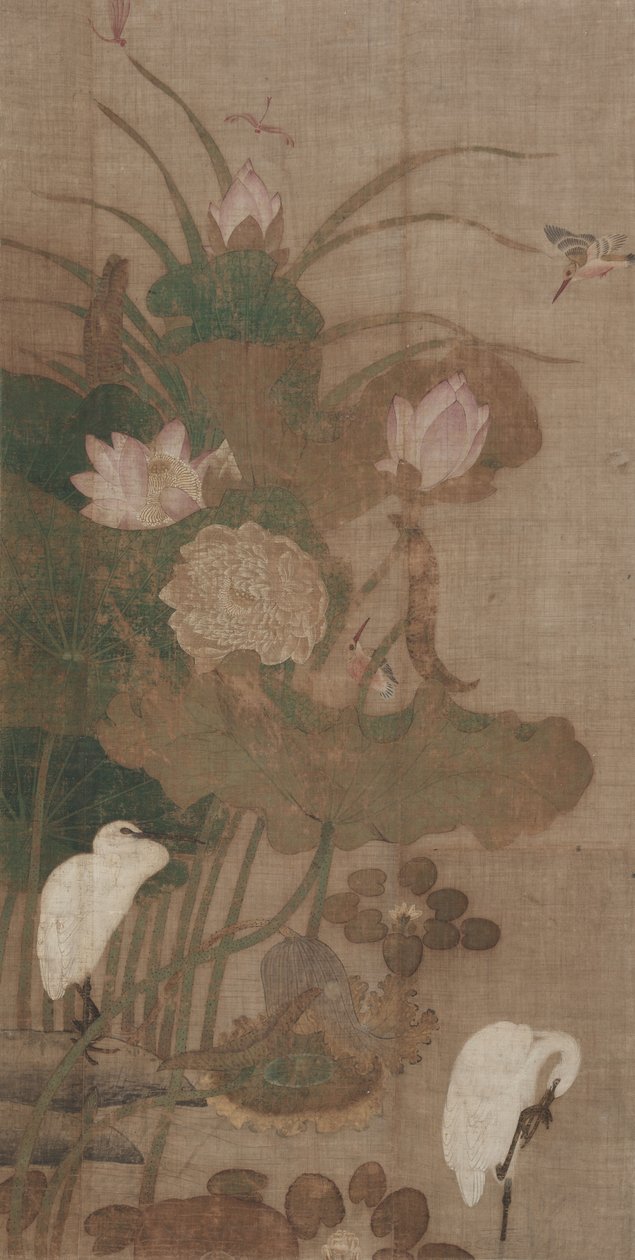 Lotus, insectes et oiseaux - Unknown artist