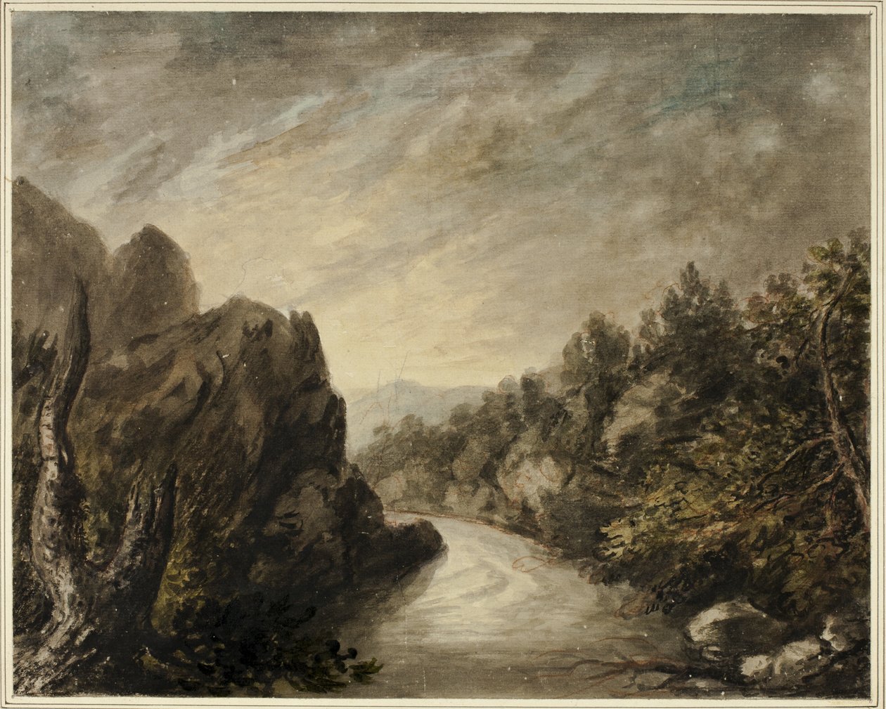 Rivière dans une vallée rocheuse - Unknown artist