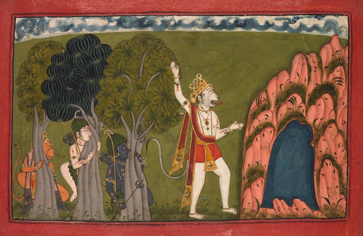Sugriva (général singe) défie son frère Bali - Unknown artist