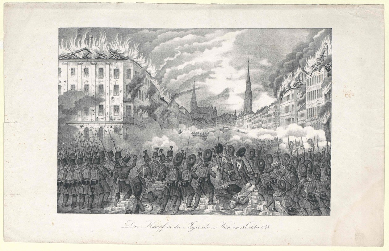 Le combat dans la Jaegerzeile à Vienne - Unknown artist