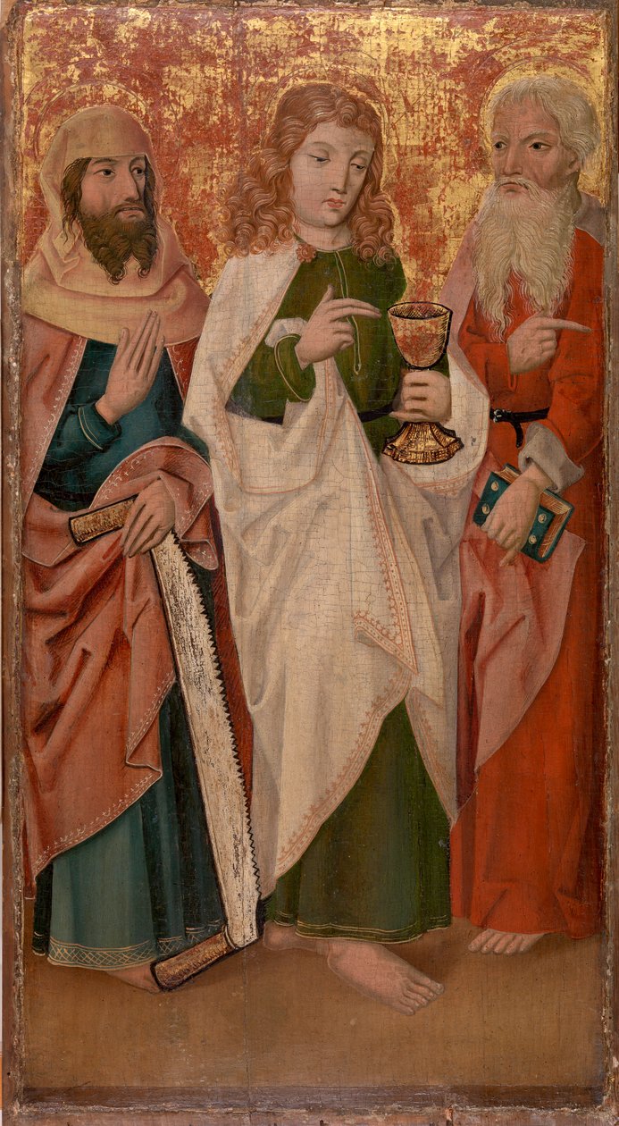 Trois apôtres avec coupeur de croix, calice et livre - Unknown artist